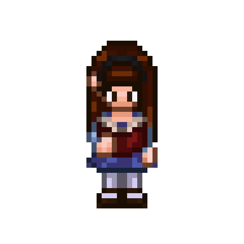 Animated pixel art of the mini reading a book